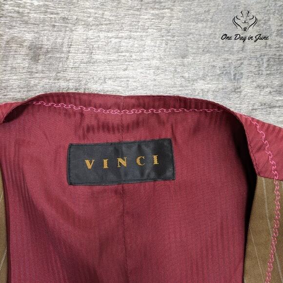 Vinci 3 Button Pin Stripe Vest Size L - Picture 2 of 5